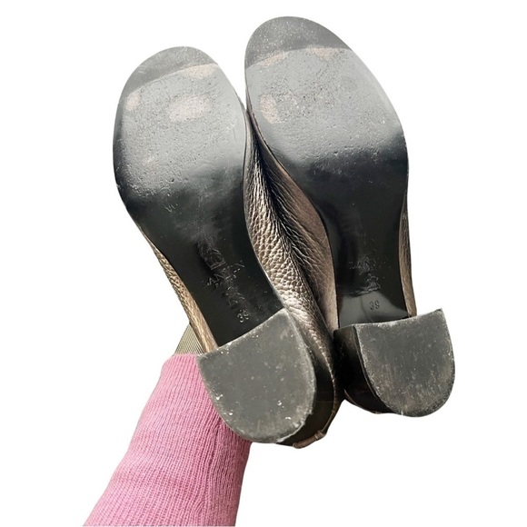 LANVIN Cube Metallic Round Toe Silver Heel Pumps Sz 8.5 - Picture 5 of 7